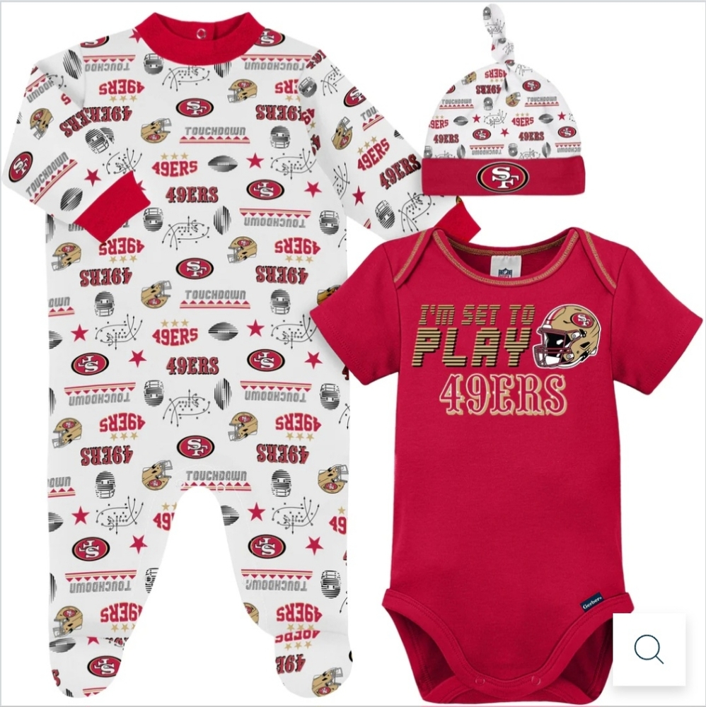 baby boy, 49ers Bodysuit, Sleep 'n Play & Cap 3pc set -3-6 m